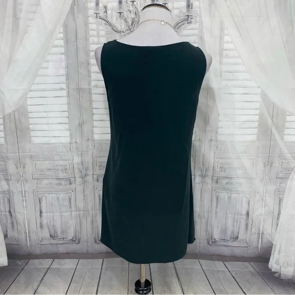 Eileen Fisher XS Ivy Green Bateau Neck Long Shell Silk Georgette Tank Top Silk